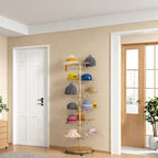 Hat Rack Stand 30-Hooks, Hat Display Stand Metal,Hat Display for Stores， Home or Store of Standing hat Rack(Gold,6th Floor)