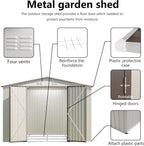 Outdoor Sheds 10FT x 8FT Outdoor Storage Metal Anti-Corrosion Utility Tool House with Lockable Door & Shutter Vents Outdoor Waterproof Garden Tool Storage Sheds with Metal Foundation