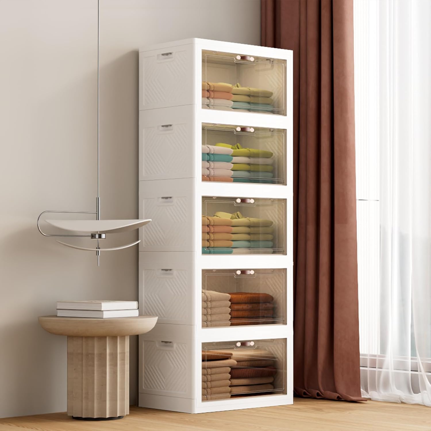 JOYMOOP 198 Qt Stackable Storage Bins with Lids, Closet Organizers and Plastic Storage Drawers for Home, 3 Pack Cubes