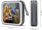 Eastern Bluebird DVD Case, 40 Capacity CD Case Holder with Zippers, Portable CD Holder Hard Plastic Disc Cases Personalized DVD Wallet Organizer for Car Home Travel