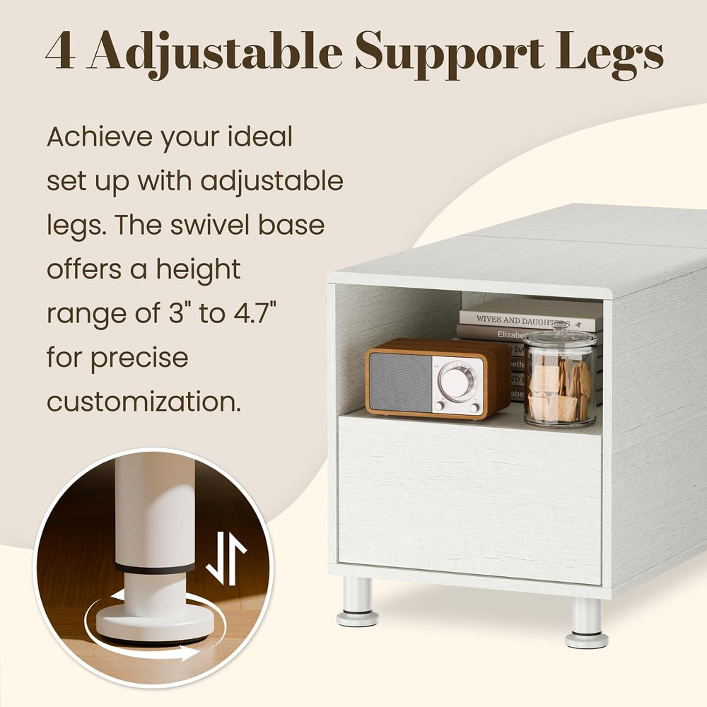 Rresyet Modular Sofa Console with Storage, Adjustable Height Side Table with ...