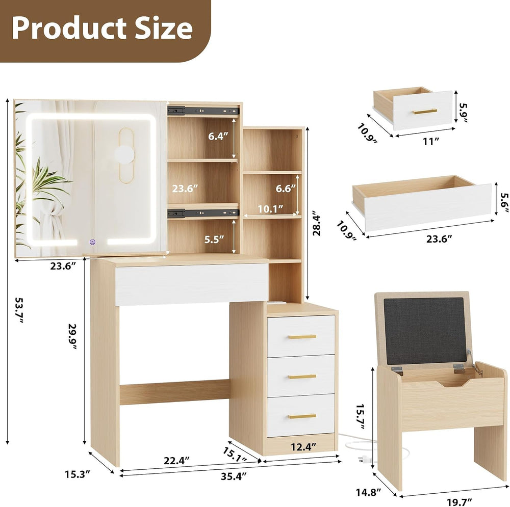 GarveeHome Makeup Vanity Desk with Sliding Mirror, Vanity Dressing Table with...