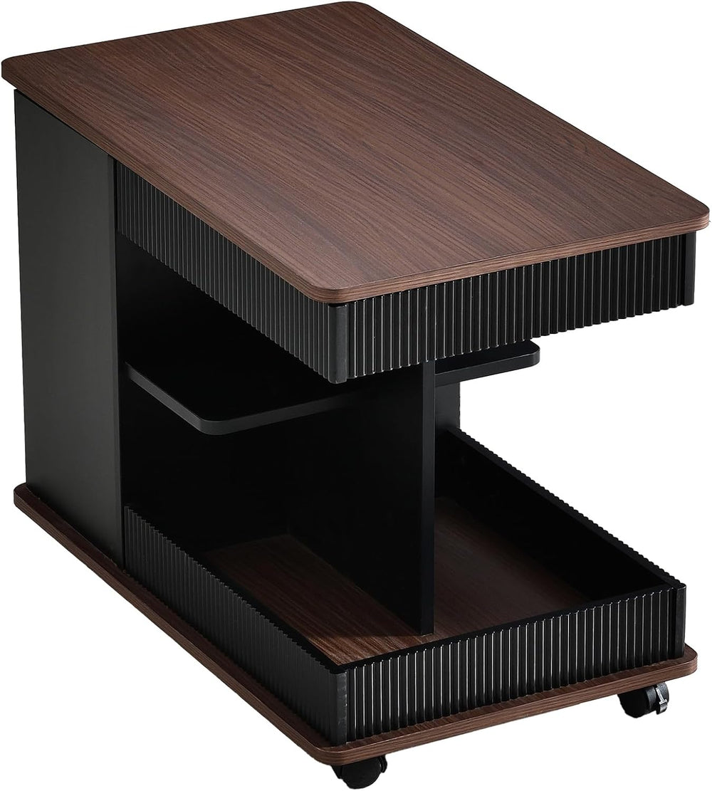 Adjustable Lift-Top End Table with Storage, 360° Rotating Design & Lockab...