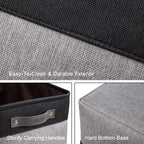 DECOMOMO Storage Baskets for Shelves - Fabric Storage Bins, Linen Closet Organizers and Storage (Grey & Black, Large - 4 Pack)