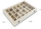 Frebeauty 24 Grid Earring Holder Organizer Tray, Jewelry Organizers and Storage for Drawer,Velvet Jewelry Display Storage for Earrings,Rings,Studs,10.5 x 6.5 x 1.2 Inches Gift for Women (Beige)