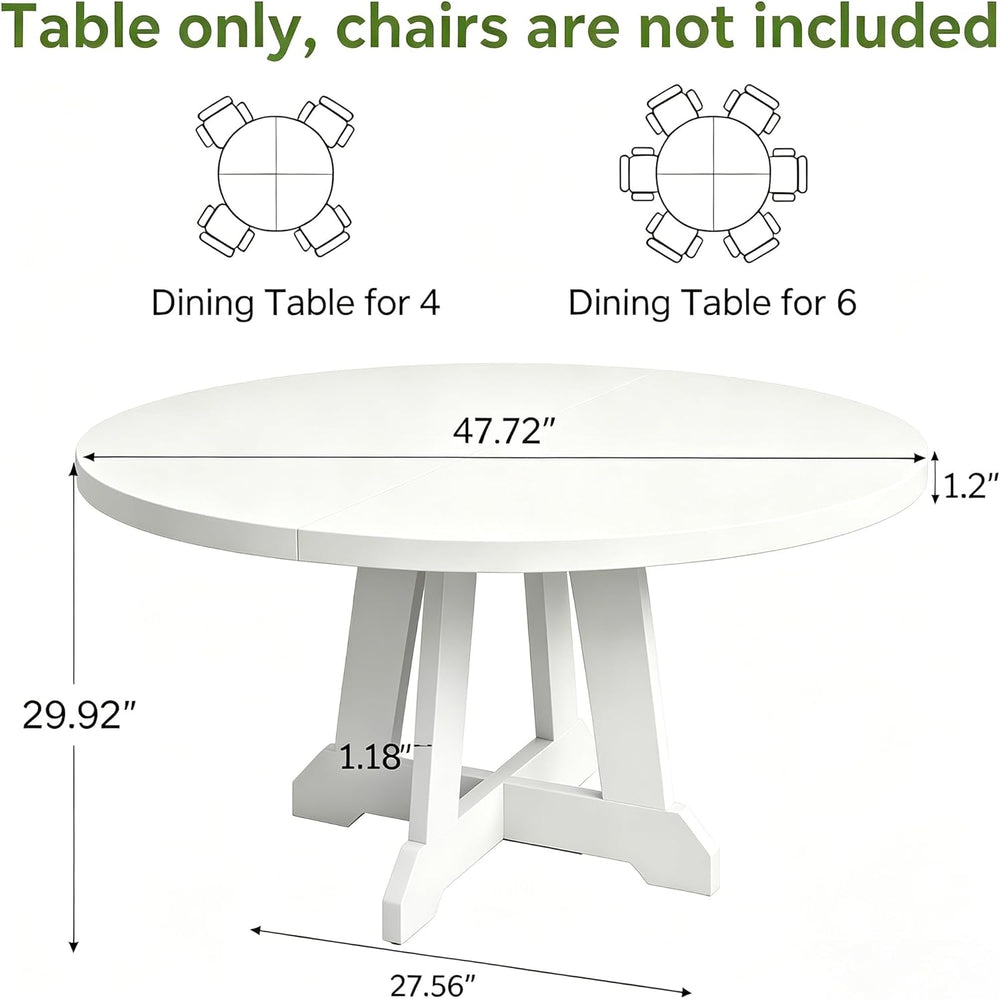 GarveeHome Round Dining Table for 4, 47 Inches Dining Room Table with Wooden ...