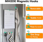 MIKEDE Magnetic Hooks Heavy Duty, 170LB Strong Magnet with Hook for Fridge, Super Neodymium Extra Strength Industrial Hooks for Toolbox, Cruise, Grill(Green,10 Pack)