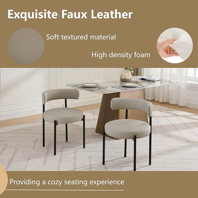 Faux Leather Dining Chairs Set of 4, Upholstered Kitchen and Dining Room Chai...