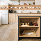Menkxi 2 Set Pull out Tray Cabinet Organizer Wooden Pull Drawers storage Slide out Pantry Shelf for Base Cabinet Kitchen Gentle Close Fully Assembled Accessories(Wood Color,18'' X 21'' X 3'')
