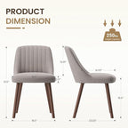 Upholstered Dining Chairs Set of 2, Modern Fabric Kitchen Chairs with Back, Wood Legs for Kitchen Dining Room Restaurant, Taupe