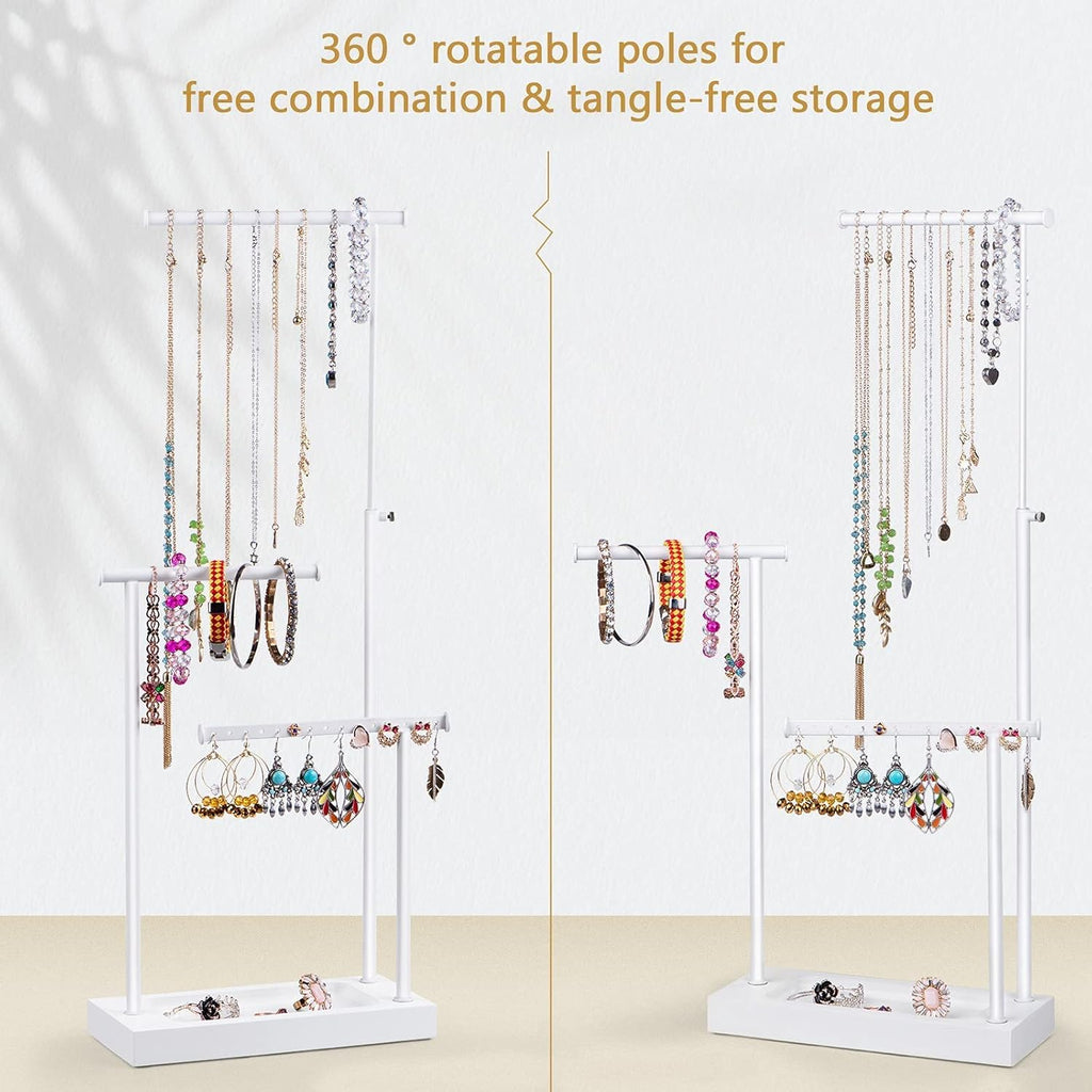 SRIWATANA Jewelry Organizer Stand, Extra Tall Jewelry Display Necklace Holder, Gift Idea (White)