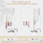 SRIWATANA Jewelry Organizer Stand, Extra Tall Jewelry Display Necklace Holder, Gift Idea (White)