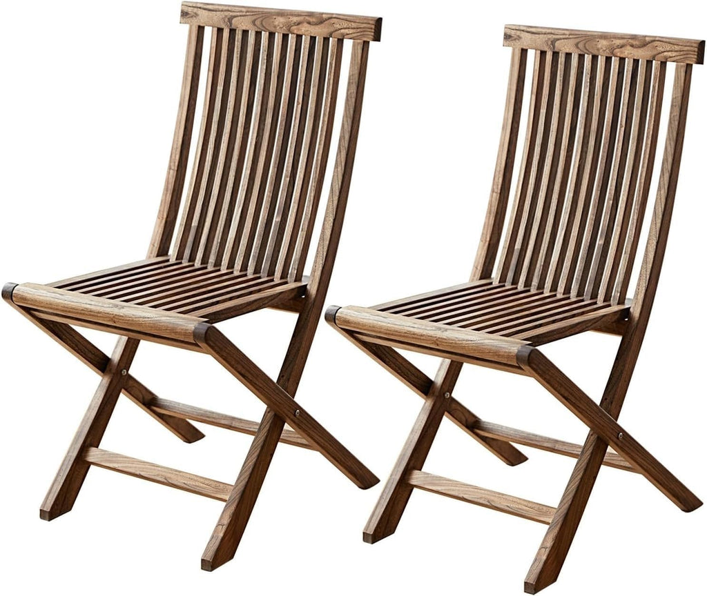 Folding Chairs - 2 Piece Folding Chairs for Outside Set, Fully Assembled, Solid Wooden Outdoor, Indoor,(Brown,62cm/24in)