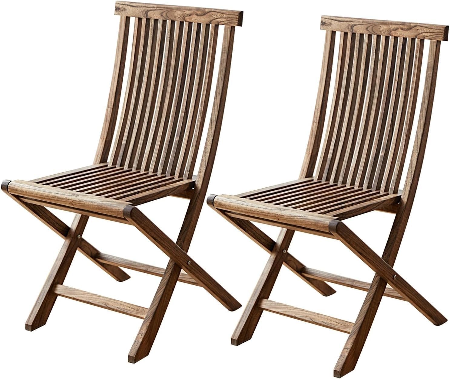 Folding Chairs - 2 Piece Folding Chairs for Outside Set, Fully Assembled, Solid Wooden Outdoor, Indoor,(Brown,62cm/24in)