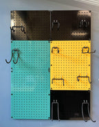 Metal Pegboard 12-Inch Tall x 16-Inch Wide Heavy Duty Wall Organizer for Home Garage Tool Storage 4pcs Yellow