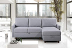 Container Furniture Direct Sectional Sofa with Storage – Modern Upholstered Living Room Couch, Reversible Chaise for Home, Apartment, Office, 81.9” L, Light Grey