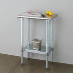ROCKPOINT Stainless Steel Table for Prep & Work 14x24 Inches, NSF Metal Commercial Kitchen Heavy Duty Table with Adjustable Under Shelf and Table Foot for Restaurant, Home and Hotel