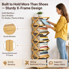 GDSAFS 2-9 Tier Bamboo Shoe Rack, 2026 New Sturdy Foldable Shoe Organizer, High-Capacity No-Assembly Vertical Storage with Anti-Slip Base for Hallway, Bedroom, Corner, Kids' Room (Brown,9 Layers)