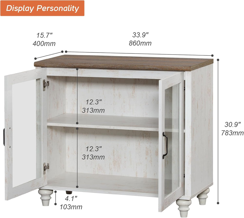 WAMPAT Farmhouse End Table with Ample Storage, Large Mid Century Modern Wood ...