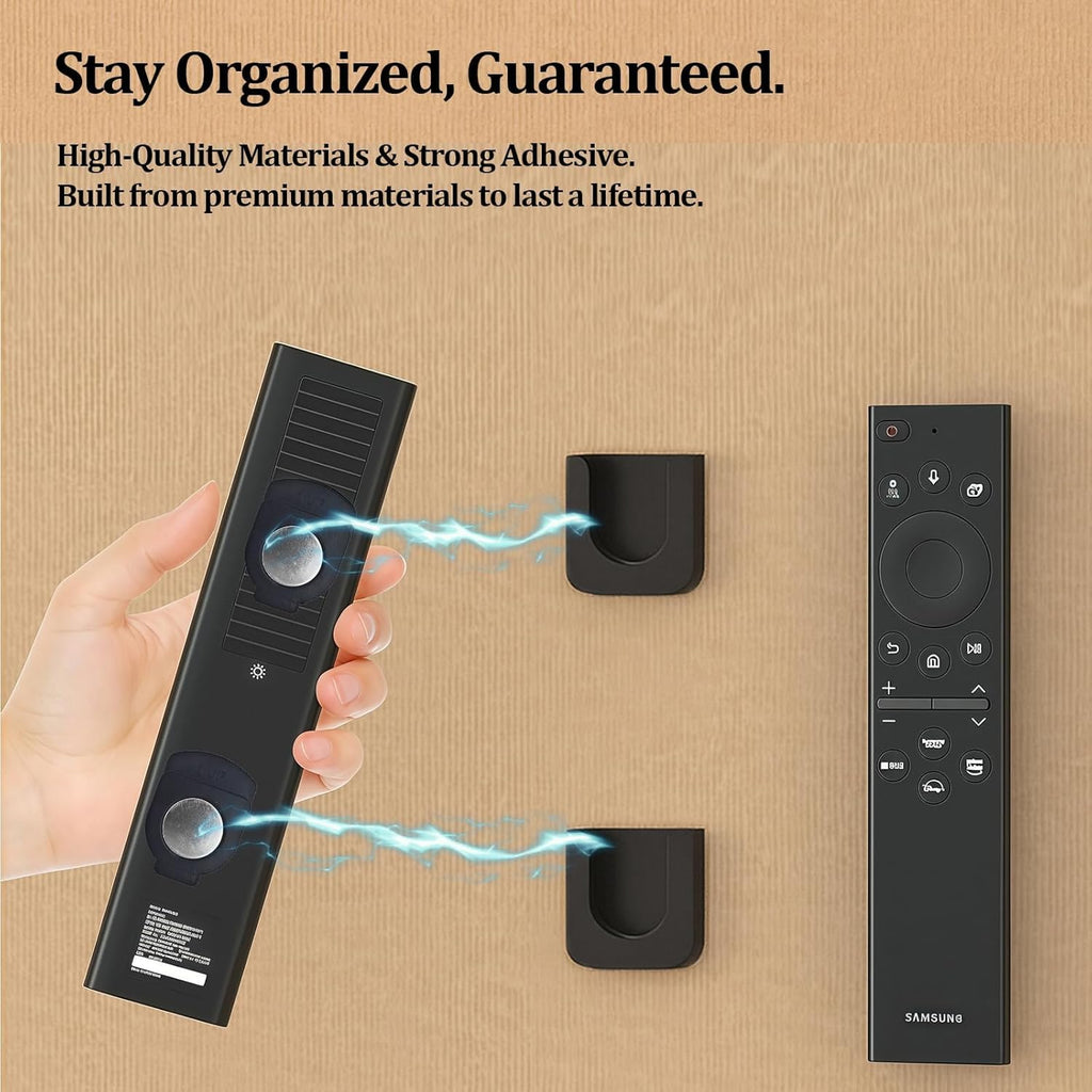 Magnetic Remote Control Holder Wall-Mounted Remote Holder Adhesive Strips Easy Installation for TV, Fan, and AC Remotes to Organize Home & Office (4 Pack)