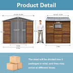 8x6 FT Outdoor Storage Shed, Wood Metal Utility Tool Shed Storage House with Door and Lock, Wooden Sheds Outdoor Storage for Garden,Patio,Lawn,Poolside
