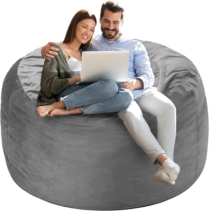 Homguava 4 FT Bean Bag Chair: 4' Bean Bags with Memory Foam Filled, Large...