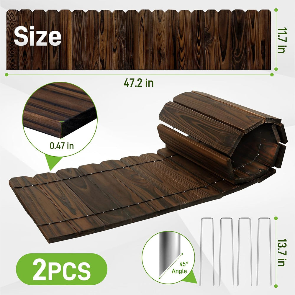 Mulctun Wood Garden Edging - 11.8" H X 47" L Sturdy Wooden Landscap...