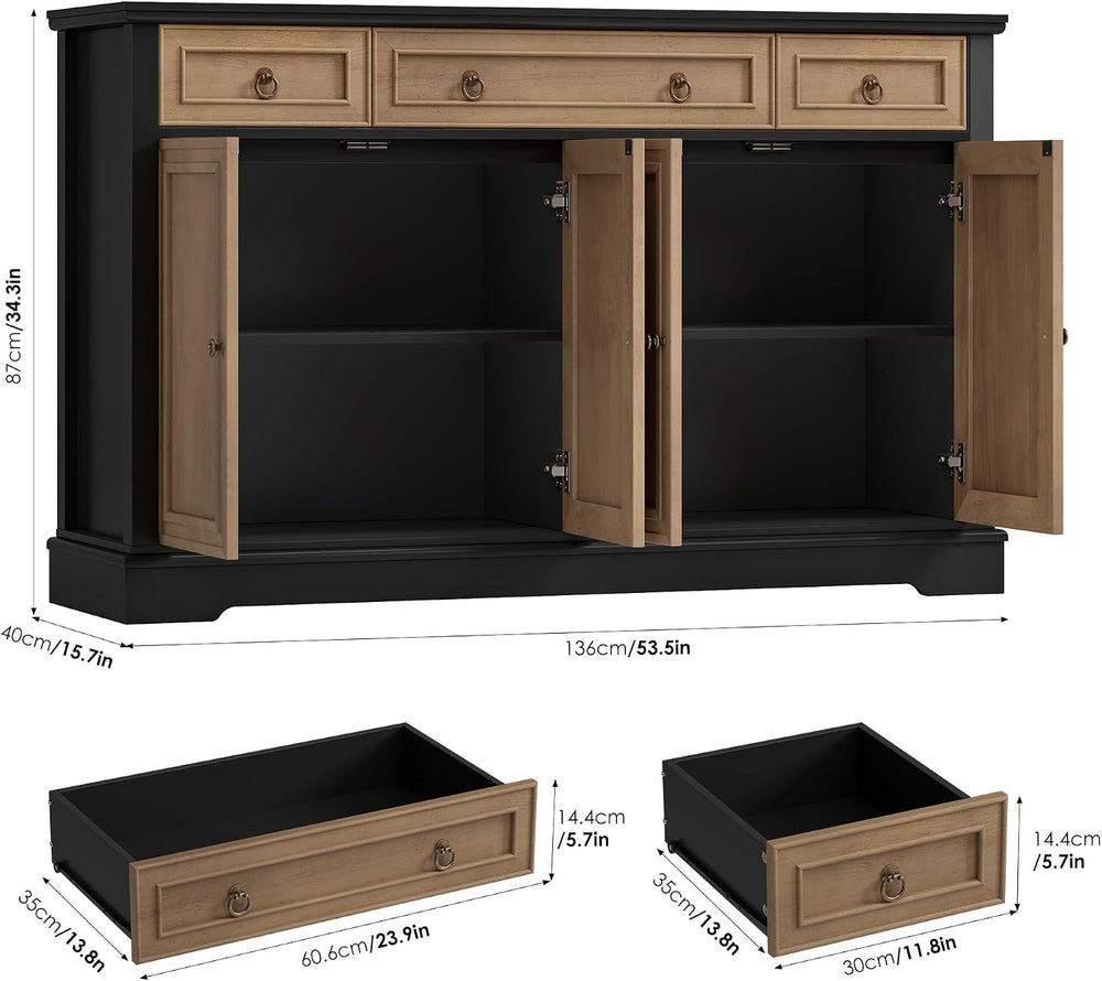 FINETONES Buffet Cabinet with Storage, 52.7" Large Sideboard Buffet Tabl...