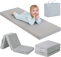 Tiita Foldable Floor Mattress for Kids -Daycare Sleeping Plush Futon or Floor Mat with Storage Bag, Toddler Floor Nap Mat, Portable Toddler Travel Mattress for Camping & Guest Use, Playroom, Grey