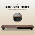 Solid Wood Dual Monitor Stand Riser – 43" Walnut Desk Shelf for 2 Monitors with Tray & Wool Felt, Organizer for Desktop, Laptop and Office (Solid Walnut)