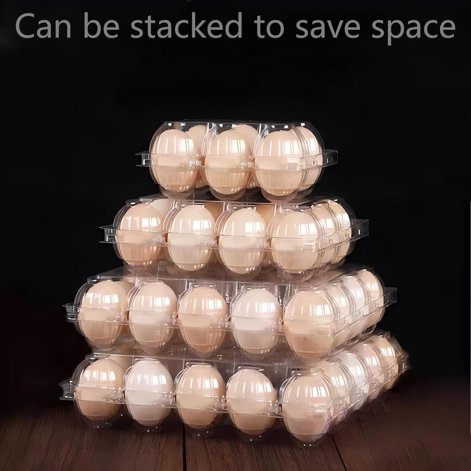 40 Pack 12-Egg Cartons Plastic Clear 3X4 Grids Reusable Storage Container, Stackable Cheap Bulk 1/2 Dozen Egg Trays for Refrigerator/Farms/Camping/Travel