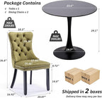 SoarFlash Kitchen Table and Chairs for 2, 24" Dining Table Set for 2 with Velvet Upholstered Chairs, 3 Piece Round Kitchen Table Set, Dining Room Table Set for Small Space, Apartment