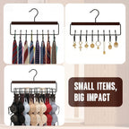 Wooden Jewelry Hanger 2-Pack, Hanging Jewelry Organizer with 16 Hooks, Tangle-Free Display for Necklace, Bracelet, Ring, Bangles, Perfect for Bathroom, Closet Door