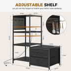 Mini Fridge Stand with Adjustable Shelf, Power Outlet & Storage, Kitchen Organizer for Microwave, Coffee Bar, Dorm, Office (Black)