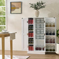 Kitchen Pantry Storage Cabinet - Freestanding Pantry Cabinet with 4 Doors & Adjustable Shelves, Small Food Pantry Cabinet for Kitchen, Dining Room Craft Room, Bathroom White