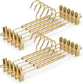 VWV 10-Pack Adjustable Women's Skirt and Pants Hangers, Durable, Space-Saving, Suitable for Jeans, Shorts, Underwear, Sports Bras (Gold)
