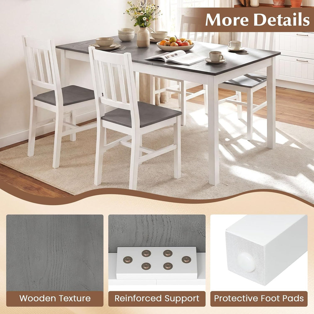 Giantex Dining Table for 4-6, 60" Rectangular Kitchen Table with Solid R...