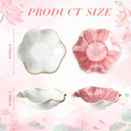 meekoo 2 Pcs Trinket Dishes for Jewelry Lotus Leaf Shape Ceramic Ring Holder Jewelry Tray Bowl Woman Gift for Mom Sister(Pink and White)