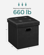 SONGMICS MAZIE Collection - 15 Inches Ottoman with Storage, Footstool, Storage Ottoman with Metal Grommet Handles, Load 660 lb, for Dorm, Living Room, Bedroom, Synthetic Leather, Black ULSF30B