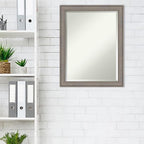 Amanti Art Grey Wall Mirror 28x22 Greywash Rectangle Bathroom Mirror for Wall Decor Living Room, Medium Country Rustic Wood Frame, Hangs Horizonally and Vertically, Bathroom Decor, Beveled Edge