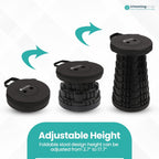 Trimming Shop Heavy Duty Foldable Collapsible Telescopic Stool, Portable & Adjustable Pop Up Stool Plastic Seat for Camping, Fishing, BBQ, Hiking, Indoor/Outdoor Use, 440lbs Load Capacity - Black | Telescopic, Lightweight Collapsible Stool With 200kg