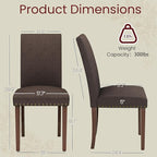 TLSUNNY Upholstered Dining Chairs Set of 2/4, Tufted Parsons Design with Nail Head Trim, Solid Wood Legs and Padded Seat, Comfortable Fabric for Dining Room, Kitchen (Brown, Set of 2)