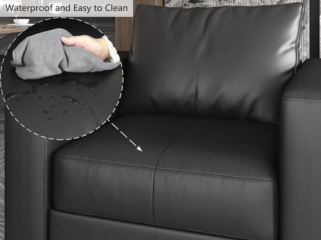 EASE MOOSE Faux Leather Sectional Couch with Storage,Black U Shaped Faux Leather Modualr Sofa Couch，with Storage
