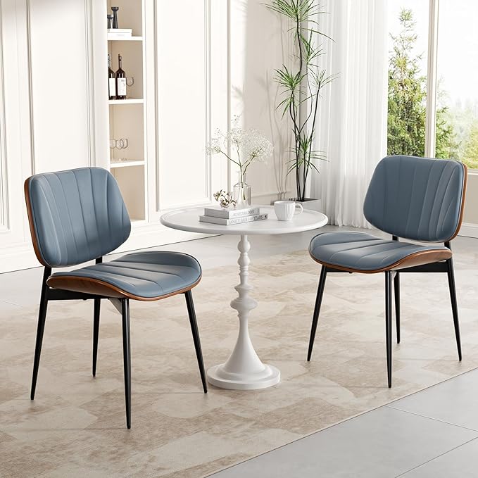 Dining Chairs Set of 6, Mid Century Modern Dining Room Chairs, Upholstered Fa...