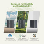 Patiowell Plastic Outdoor Storage Shed, 5 x 3 FT Patio Outdoor Storage Cabinet with Stable Roof & Lockable Doors, Waterproof Resin Shed for Tools, Patio Furnitrue Accessories, Dark Gray