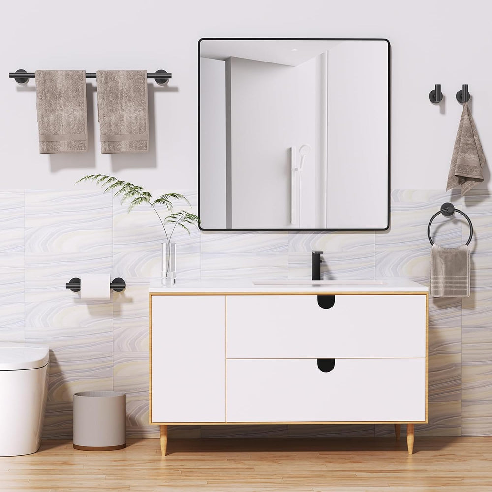 10 Pieces Matte Black Bathroom Hardware Accessories Towel Bar Set Black Towle...