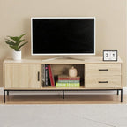 TV Stand for 55/60 Inch TV, Modern Wood Entertainment Center with Storage, 52" Media Console Table with 2 Drawers & Door Cabinet, Television Stands for Living Room & Bedroom(Burlywood)