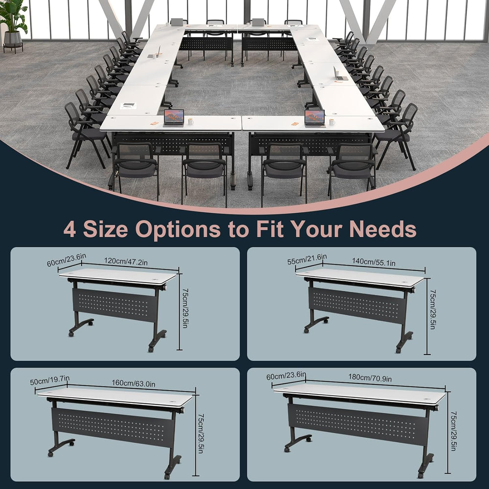 Conference Tables On Wheels,6 Pack Modular Folding Conference Room Table Mobi...
