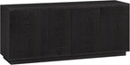 Henn&Hart Fluted TV Stand for TVs up to 65" with 2 Concealed Ribbed Storage Cabinets and Adjustable Shelves for Living Room, Family Room, or Office, Natural Black