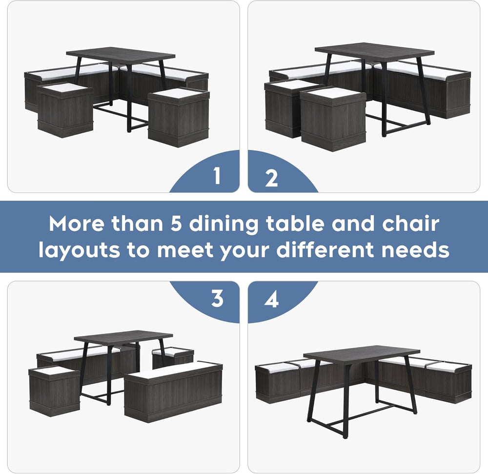 Brafab Corner Dining Table Set, 43 Inch Breakfast Nook Table Set with Bench w...